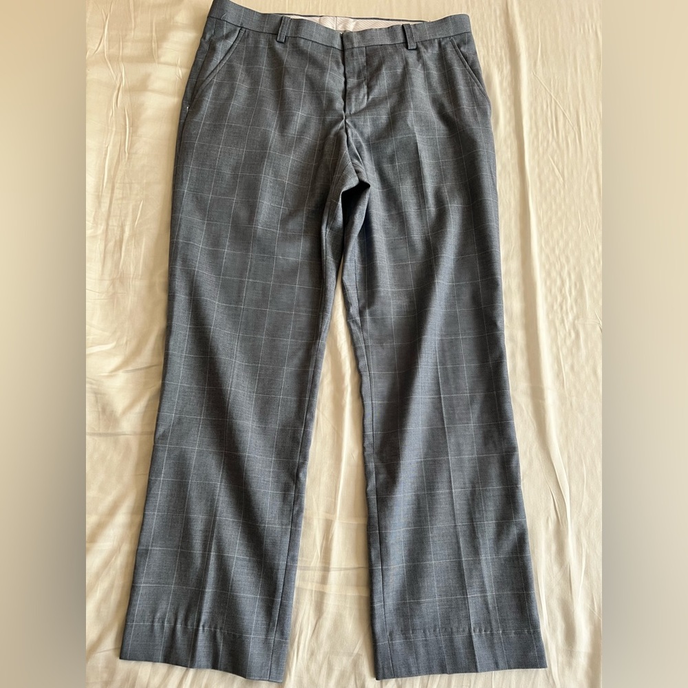 Men’s JF J. Ferrar Slim Dress Suit Pants plaid blue 32x30 Like New